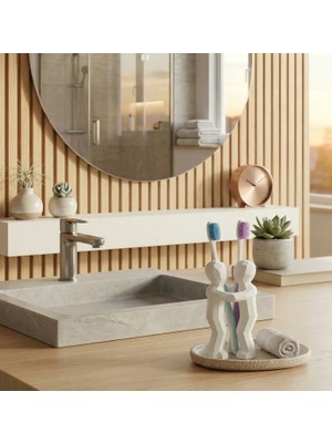 3D Hediye Çiftler Için Diş Fırçalığı Minimalist Banyo Aksesuarı Geri Dönüştürülmüş Pla 13 x 9 cm
