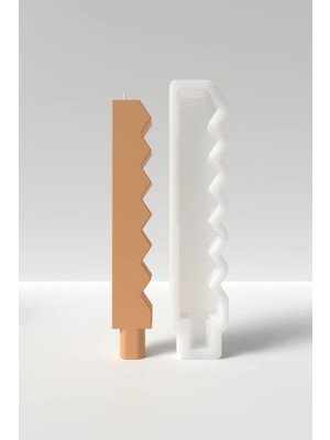 Cage Art Studio Zigzag Şamdanlık Mum Silikon Kalıp Z2 - Şamdan/şamdanlık Mum Profesyonel Silikon Kalıbı 21.5 x 3.3cm