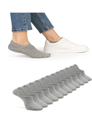 Ozzy Socks 12 Çift Gri Dikişsiz Kadın Bambu Görünmez Sneaker Spor Ayakkabı Çorabı