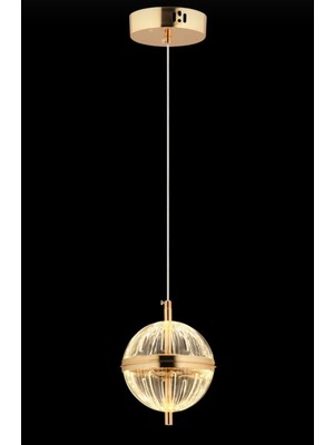 Marsel Lighting Küre Tekli Gold Avize 3 Renk LED Isıklı Avize