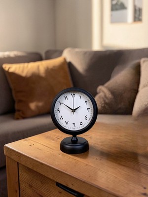 ForWhat Büro Ev Ofis Hediyesi Için 20X25CM Siyah Metal Arabic Rakam Masa Saati
