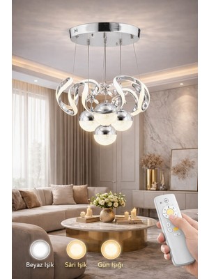Marsel Lighting Sierra 4 Toplu Modern Avize 3 Renk LED Secenekli Salon Oturma Odası Avize
