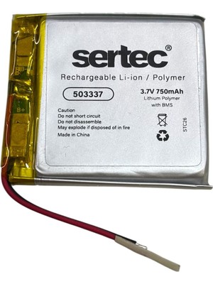Sertec 503337 3.7V 750 Mah Li-Polymer Pil (DEVRELI/1.5A)