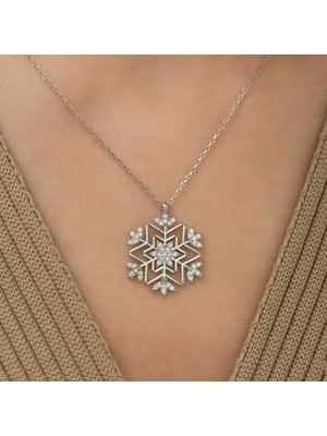 Epilons 925 Ayar Gümüş Kar Tanesi Kadın Gümüş Kolye T5151 (1021)
