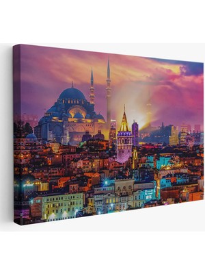 Galata Kulesi Sultan Ahmet Camii ve Şehir Manzara TABLOSU-6514