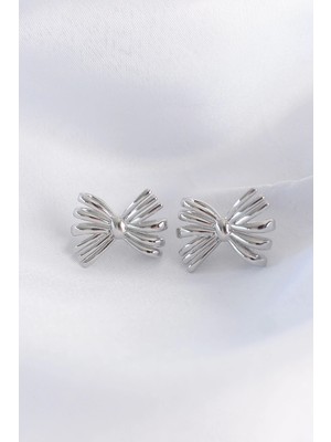 Bucuks Mey Ithalat® Pirinç Gümüş Renk Fiyonk Küpe