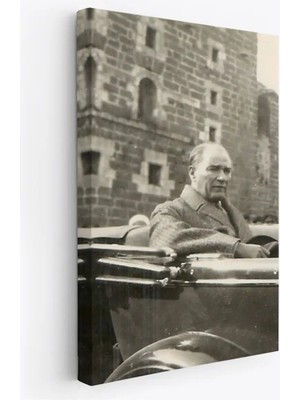 Atatürk Portre Tablosu Mustafa Kemal Atatürk Dikdörtgen Dekoratif Kanvas TABLO-FJ-134