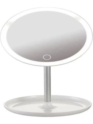Bucuks Mey Ithalat® Dokunmatik LED Işıklı USB Li Yuvarlak Masa Üstü Makyaj Aynası Makyaj Aynası Ledli