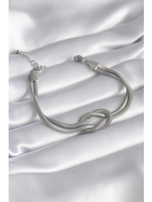 Bucuks Mey Ithalat® 316L Çelik Çelik Gold Renk Italyan Zincir Düğüm Model Kadın Bileklik