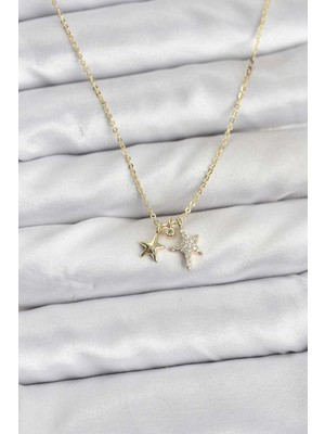 Bucuks Mey Ithalat® Pirinç Gold Renk Yıldız Minimal Kadın Kolye