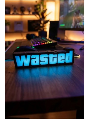 Mavi Gta Wasted Ledli Tablo Buzlu (Adaptörlü)