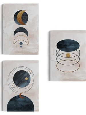 Duvar Tablo Seti 3 Parça Suluboya Soyut Sanat Takımu Dekoratif Tablo-Ab-2