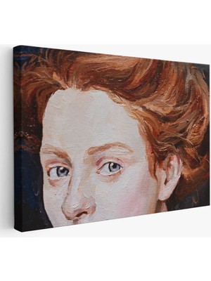 Kızıl Saçlı Kadın Yağlıboya Görünüm Dekoratif TABLO-3741