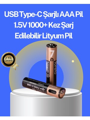 Bucuks Mey Ithalat® Hızlı Şarj Teknolojili USB Şarjlı Aaa Pil – 40 Dakikada Tam Şarj