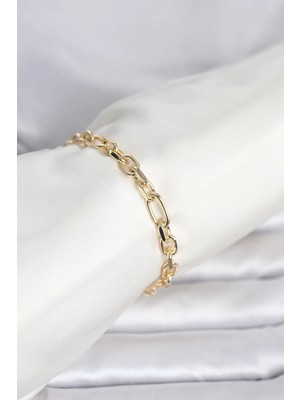 Bucuks Mey Ithalat® cm 14K Gold Renk Kalın Zincir Model Kadın Bileklik