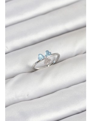 Bucuks Mey Ithalat® Pirinç Gümüş Renk Yonca Model Kadın Yüzük