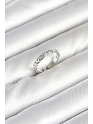 Bucuks Mey Ithalat® Pirinç Gümüş Renk Zirkon Taşlı Kadın Yüzük