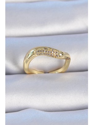 Bucuks Mey Ithalat® Pirinç Gold Renk Zirkon Taşlı Kadın Yüzük