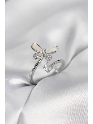 Bucuks Mey Ithalat® Gümüş Renk Yusufçuk Model Zirkon Taşlı Kadın Yüzük