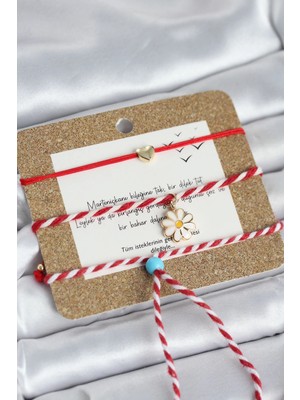 Bucuks Mey Ithalat® Marteniçka Bileklik 3'lü Papatya ve Kalp Model