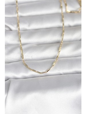 Bucuks Mey Ithalat® cm 14K Gold Renk Ince Ataç Zincir Model 60 cm Kadın Kolye