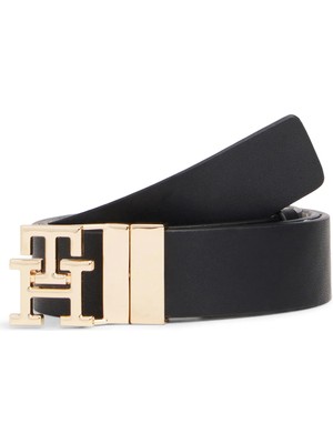 Tommy Hilfiger Siyah Kadın Kemer Th Logo 3.0 Rev Mono