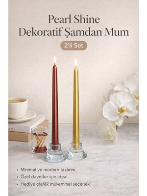 Bkmc Party Luxe Şamdan Mum Seti 2’li Gold / Ivory / Silver Dekoratif Uzun Şamdan Mum