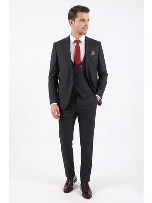 Piserro Yelekli Takım Elbise Erkek Slim Fit