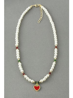 Marsilyan Çilek Inci Boncuk Kolye