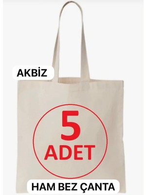 İremcee 5 Adet Baskısız Ham Bez Çanta 35X40 Ebat Kulplu Boyamaya ve Baskıya Uygundur Market ve Plaj Çantası