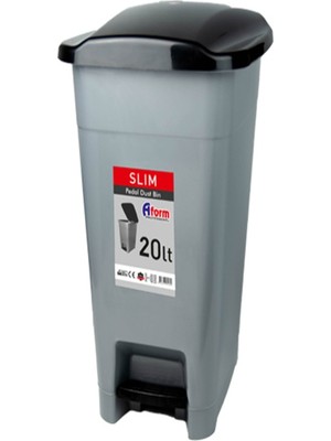 Afacan Aform Çöp Kovası Slim Pedallı 20LT Gri