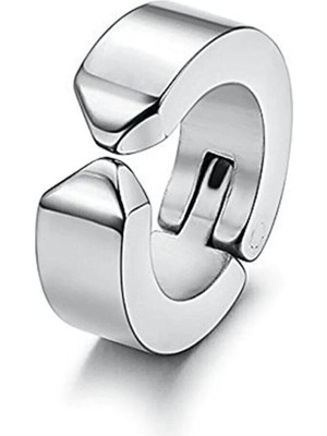 Kaia Life Erkek Küpesi - 2 Adet Çelik Kıstırmalı Küpe Paslanmaz Atmaz Çelik Gümüş Renk Küpe