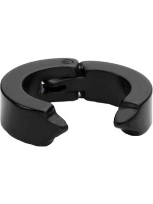 Kaia Life Erkek Küpesi - 2 Adet Siyah Çelik Kıstırmalı Küpe Paslanmaz Atmaz Çelik Siyah Küpe