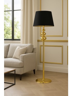 Epifanio Lumina Siyah Şapkalı Metal Lambader – Lüks Salon ve Oturma Odası Aydınlatması