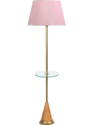 Epifanio Bondy Özel Üretim Eskitme Kaplama Cam Sehpalı Lambader - Pembe Organize