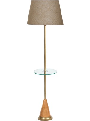 Epifanio Bondy Özel Üretim Eskitme Kaplama Cam Sehpalı Lambader - Çuval Bezi