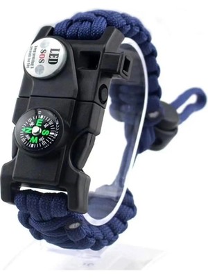 Marsilyan Pusula,fenerli Yüksek Desibel Düdüklü Hayatta Kalma Kamp Bilekliği - Mavi