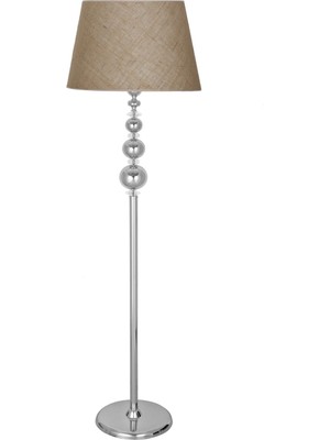 Vinner Kristal Taşlı Üçlü Küre Krom Kaplama Metal Lambader - Krom Hasır A Kahve