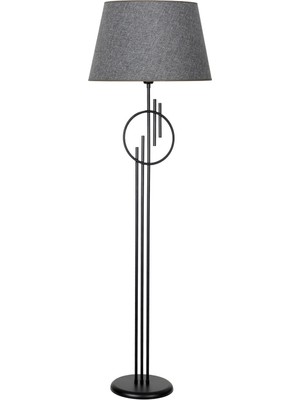 Vinner Seattle Statik Siyah Tek Ayaklı Metal Lambader - Hasır Gri