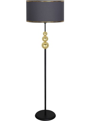 Vinner Üçlü Gold Küre Tek Ayaklı Siyah Metal Lambader - Gold Antrasit