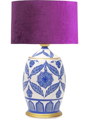 Vinner Handmade Ceramic Botanical Özel Tasarım Abajur - Mor Kadife