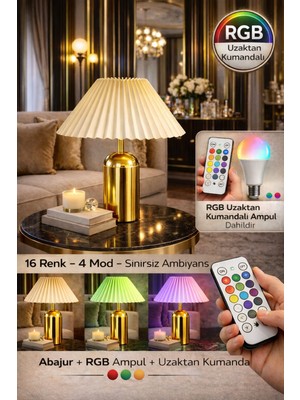 Vinner Aura Gold Metal Kırma Başlıklı Abajur Salon Yatak Odası