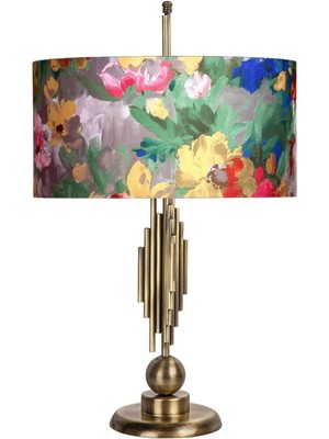 Vinner Marche Mka-01 Eskitme Mat Gold Metal Abajur - Violet Desenli
