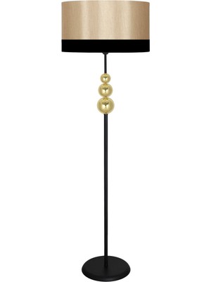 Vinner Üçlü Gold Küre Tek Ayaklı Siyah Metal Lambader - Siyah Vizon