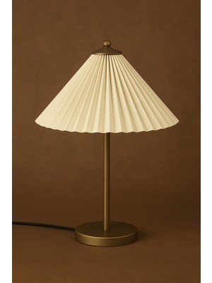 Vinner Serena Krem Pliseli Şapkalı Masa Lambası - Metal Gövdeli Şık Tasarım