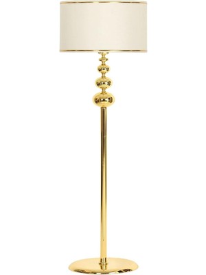 Epifanio Voler Gold Kaplama Üçlü Küre Metal Lambader - Gold Şeritli Krem