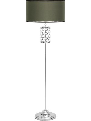 Epifanio Bourges Krom Kaplama Özel Tasarım Metal Lambader - Krom Şeritli Haki