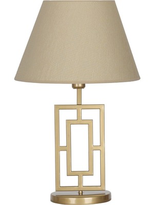 Vinner Puglia Eskitme Mat Gold Metal Abajur Hasır Bej