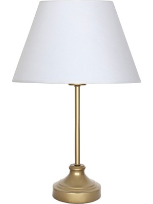 Vinner Onze Eskitme Mat Gold Metal Abajur, Masa Lambası - Beyaz