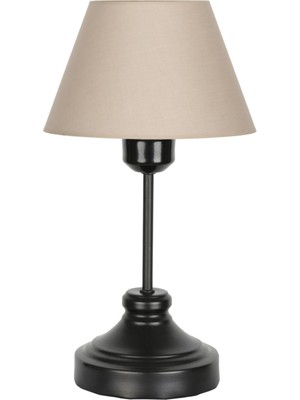 Vinner Onze Siyah Kaplama Metal Abajur, Masa Lambası - Krem